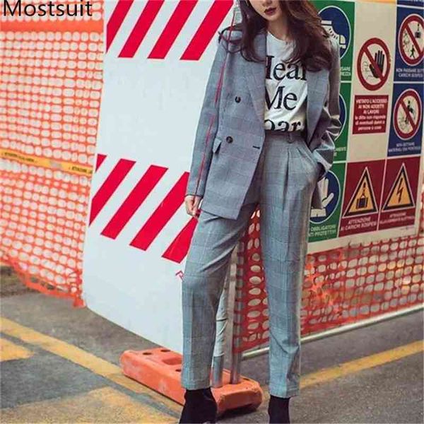 korean vintage plaid women two piece suit set double-breasted blazer + pants outfits fashion female workwear office 210513, White
korean vintage plaid women two piece suit set double-breasted blazer + pants outfits fashion female workwear office 210513, White