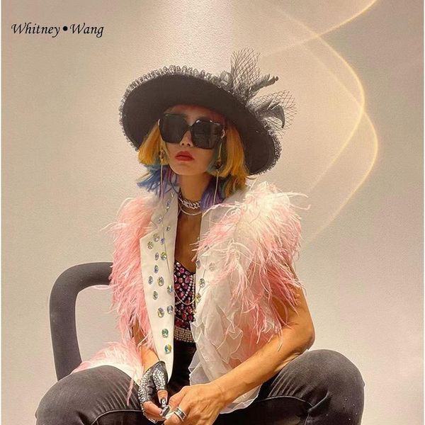 women's vests whitney wang 2021 autumn fashion streetwear diamonds notched puffy feathers blazer vest coat women party wear, Black;white
women's vests whitney wang 2021 autumn fashion streetwear diamonds notched puffy feathers blazer vest coat women party wear, Black;white