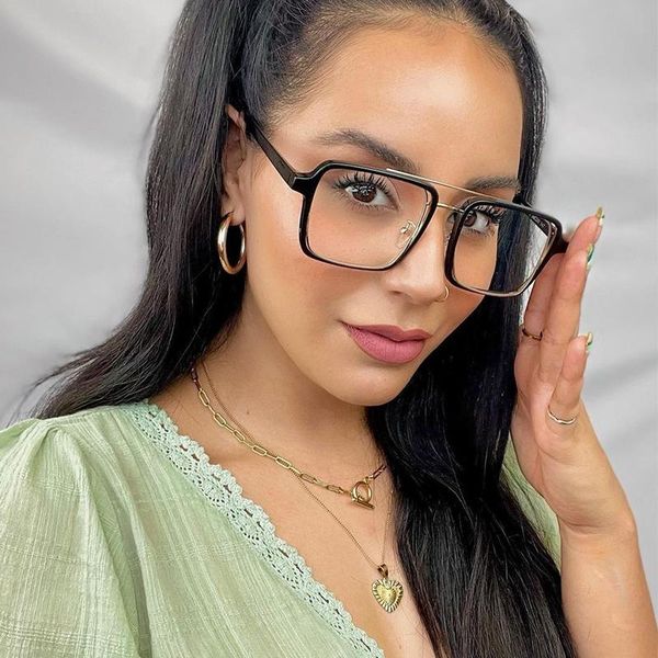 fashion sunglasses frames retro double bridges transparent oversized glasses women square eyewear big frame decorative, Black
fashion sunglasses frames retro double bridges transparent oversized glasses women square eyewear big frame decorative, Black