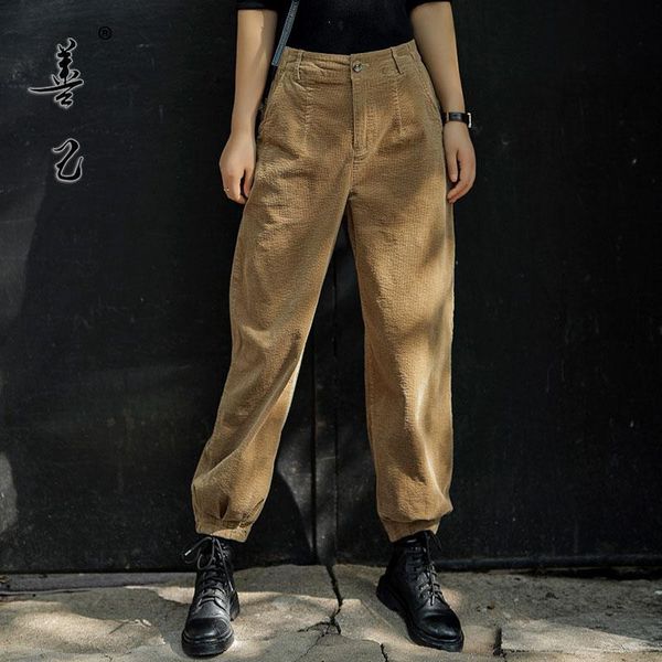 women's pants & capris 2021 autumn winter arts style women high waist ankle-length loose cotton corduroy casual harem a02, Black;white
women's pants & capris 2021 autumn winter arts style women high waist ankle-length loose cotton corduroy casual harem a02, Black;white