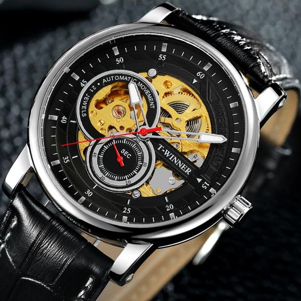 t-winner transparent case gear movement steampunk men automatic skeleton watch open work design self winding wristwatches, Slivery;brown
t-winner transparent case gear movement steampunk men automatic skeleton watch open work design self winding wristwatches, Slivery;brown