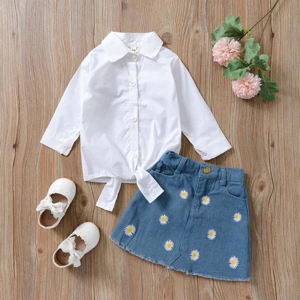 clothing sets kid girls outfits two piece suit fashion solid color long sleeve shirt daisy denim short skirt clothes, White
clothing sets kid girls outfits two piece suit fashion solid color long sleeve shirt daisy denim short skirt clothes, White