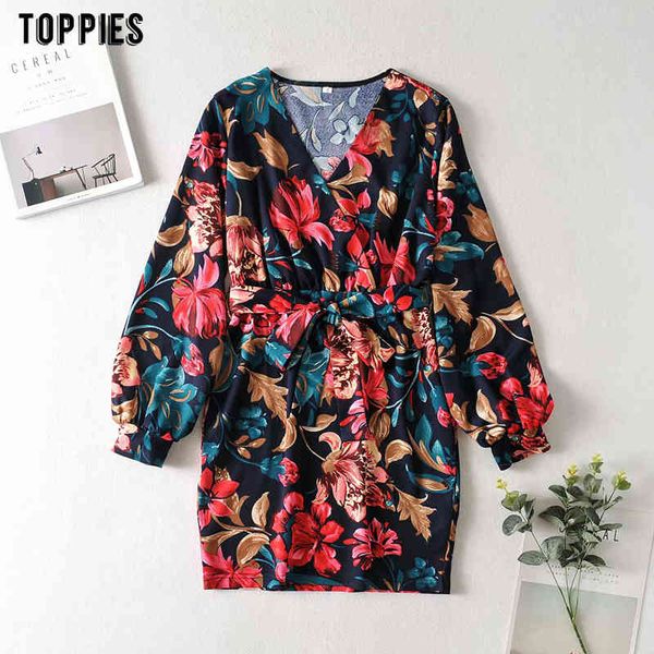 ies fashion floral printing mini dress v-neck long sleeve dresses slim waist vestidos mujer 210412, Black;gray
ies fashion floral printing mini dress v-neck long sleeve dresses slim waist vestidos mujer 210412, Black;gray