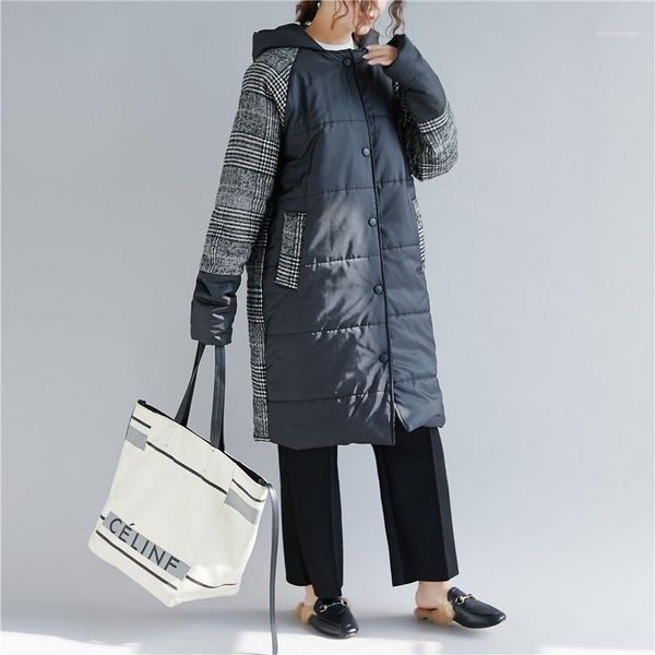 women's down & parkas johnature casual warm thick parka winter long coat women 2021 korean loose plaid hooded single breasted clothes, Black
women's down & parkas johnature casual warm thick parka winter long coat women 2021 korean loose plaid hooded single breasted clothes, Black