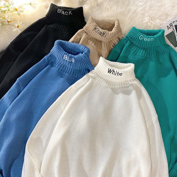 men's sweaters high-necked thick sweater long sleeve warm fashion embroidered letter men clothes pullover trend casual knit autumn win, White;black
men's sweaters high-necked thick sweater long sleeve warm fashion embroidered letter men clothes pullover trend casual knit autumn win, White;black