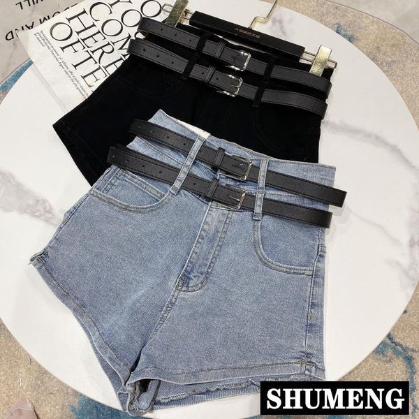 women's jeans 2021 summer fashion double belt high waist washed denim shorts stretch pants, Blue
women's jeans 2021 summer fashion double belt high waist washed denim shorts stretch pants, Blue