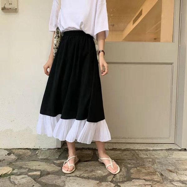skirts vintage women ruffles lining chiffon patchwork black and white skirt casual midi long pleated korean saias mujer faldas
skirts vintage women ruffles lining chiffon patchwork black and white skirt casual midi long pleated korean saias mujer faldas