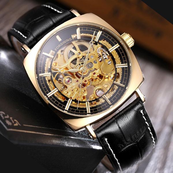 wristwatches skeleton design genuine leather strap square watch men automatic mechanical watches waterproof men's, Slivery;brown
wristwatches skeleton design genuine leather strap square watch men automatic mechanical watches waterproof men's, Slivery;brown