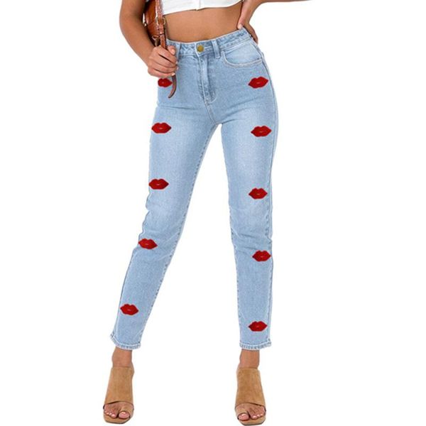 women's jeans 2021 personalized red lip print skinny fashion slim pencil pants lady narrow leg high waist trousers women, Blue
women's jeans 2021 personalized red lip print skinny fashion slim pencil pants lady narrow leg high waist trousers women, Blue