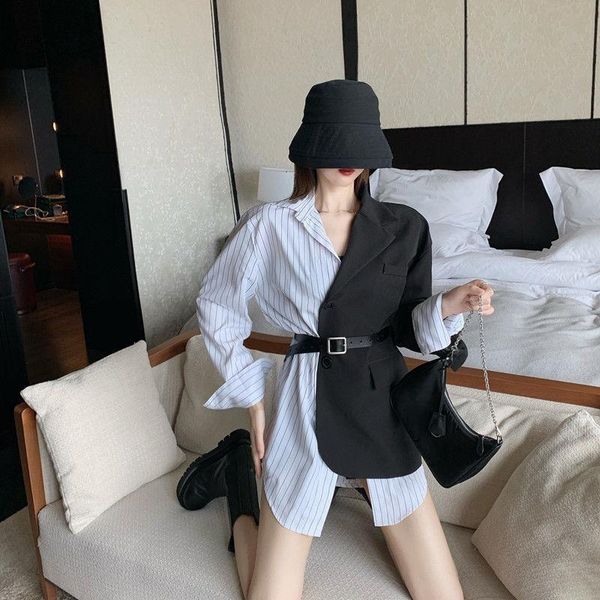 women's suits & blazers 2021 summer autumn thin women shirt small suit jacket female patchwork clothes, White;black
women's suits & blazers 2021 summer autumn thin women shirt small suit jacket female patchwork clothes, White;black