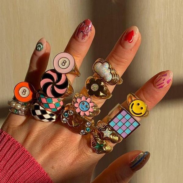 cluster rings ins vintage smile enamel thick for women exquisite cute lucky jewelry letter clouds ring summer travel, Golden;silver
cluster rings ins vintage smile enamel thick for women exquisite cute lucky jewelry letter clouds ring summer travel, Golden;silver