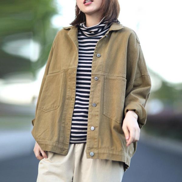 women's jackets spring 2021 korean version casual relaxed with age reduction lapel denim jacket pocket women, Black;brown
women's jackets spring 2021 korean version casual relaxed with age reduction lapel denim jacket pocket women, Black;brown
