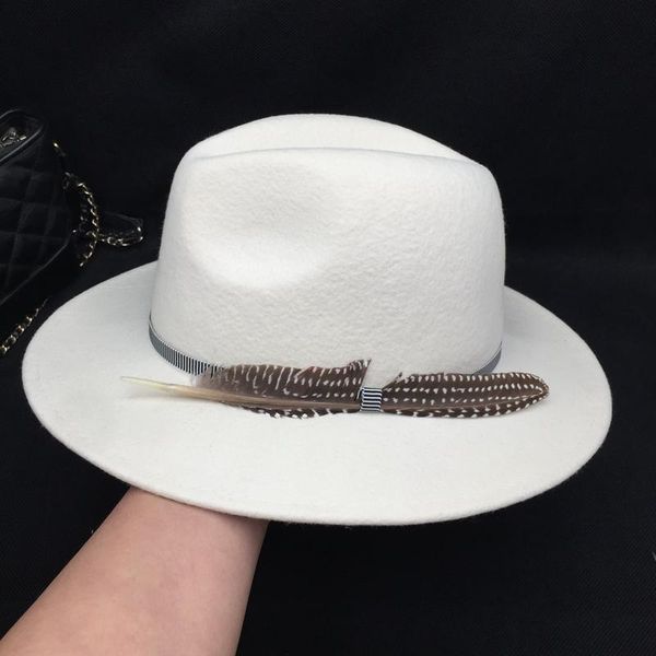 stingy brim hats winter white panama hat for women and men design feathers wool felt tide in europe america, Blue;gray
stingy brim hats winter white panama hat for women and men design feathers wool felt tide in europe america, Blue;gray