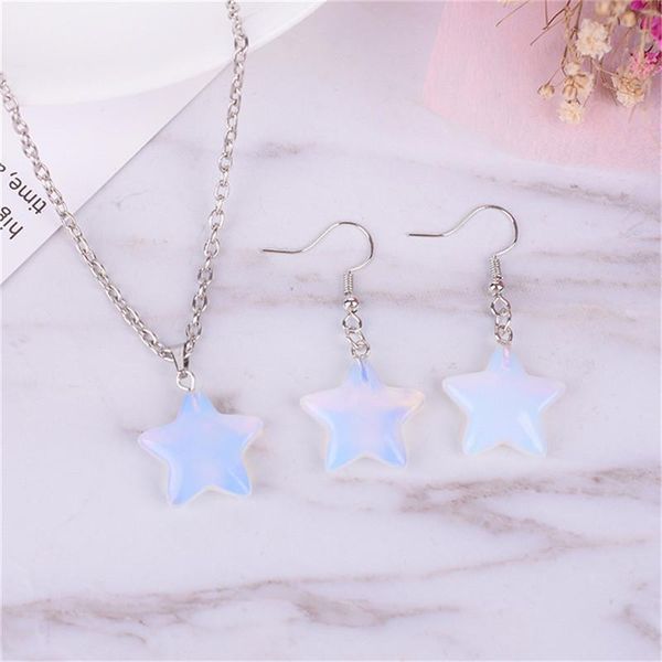 pendant necklaces 1set natural opal stone star necklace earring set for party prom anniversary kids women fashion all saints' day jewel, Silver
pendant necklaces 1set natural opal stone star necklace earring set for party prom anniversary kids women fashion all saints' day jewel, Silver