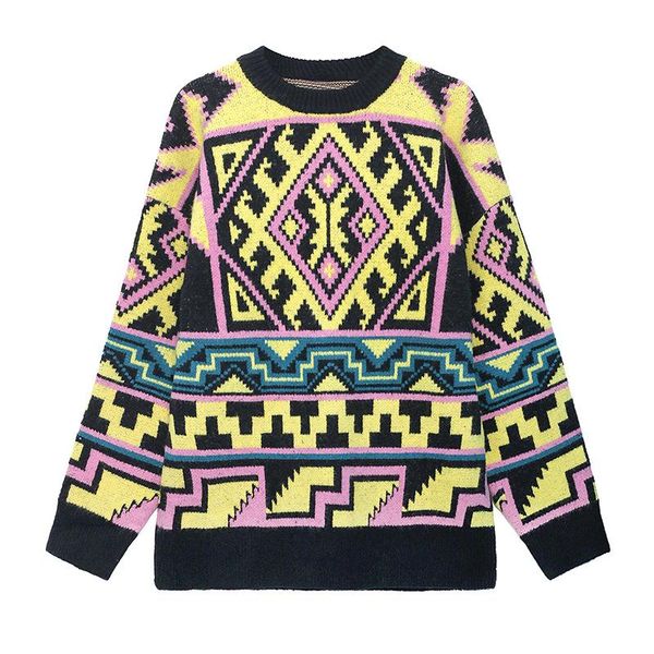 women's sweaters national style sweater women 2021 fall loose look thin lazy wind geometric jacquard knit casual coat, White;black
women's sweaters national style sweater women 2021 fall loose look thin lazy wind geometric jacquard knit casual coat, White;black