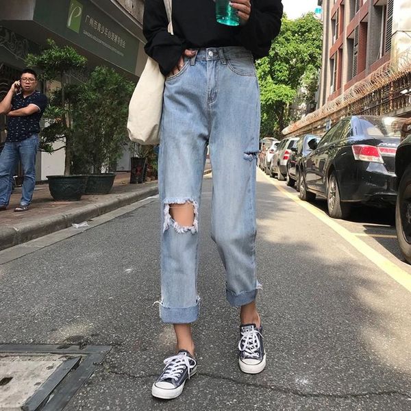 women's jeans korean high waist women solid hole harem pants loose casual plus size street denim trousers pantalon femme with belt, Blue
women's jeans korean high waist women solid hole harem pants loose casual plus size street denim trousers pantalon femme with belt, Blue