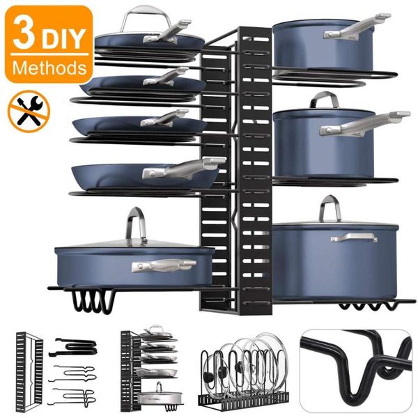 pot rack organizer for cabinet, pots pans with 3 diy methods 8 tires adjustable kitchen pan storage & organization
pot rack organizer for cabinet, pots pans with 3 diy methods 8 tires adjustable kitchen pan storage & organization