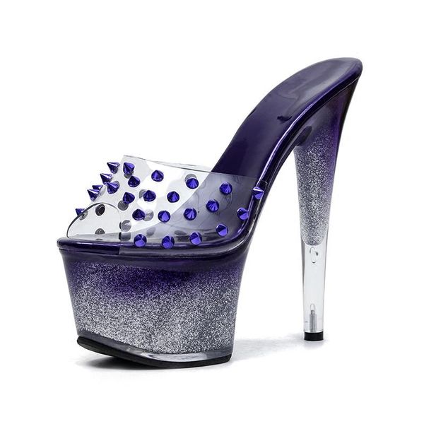 15/17cm rivet platform sandals flash crystal nightclub steel tube dance performance model show high heel shoes, Black
15/17cm rivet platform sandals flash crystal nightclub steel tube dance performance model show high heel shoes, Black