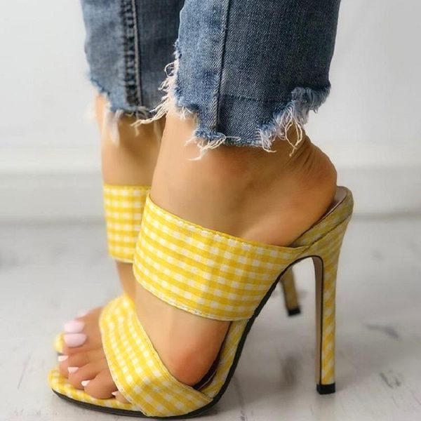 slippers plaid high heels women summer peep toe sandals fashion stiletto yellow blue ladies slides big size chaussure femme, Black
slippers plaid high heels women summer peep toe sandals fashion stiletto yellow blue ladies slides big size chaussure femme, Black
