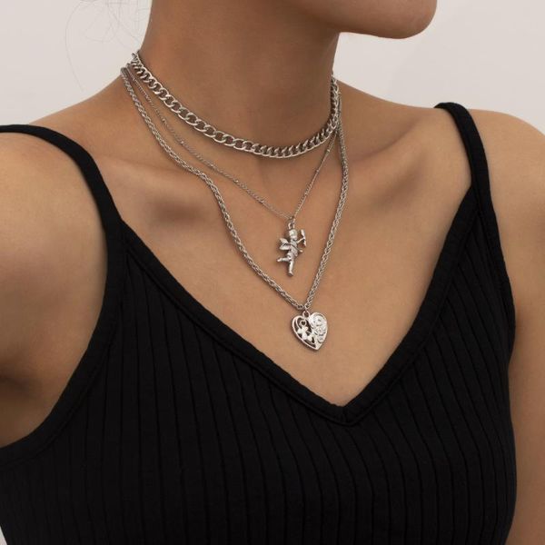 peach heart cupid necklace simple vintage love necklaces for women girls fashion jewelry gift chains, Silver
peach heart cupid necklace simple vintage love necklaces for women girls fashion jewelry gift chains, Silver