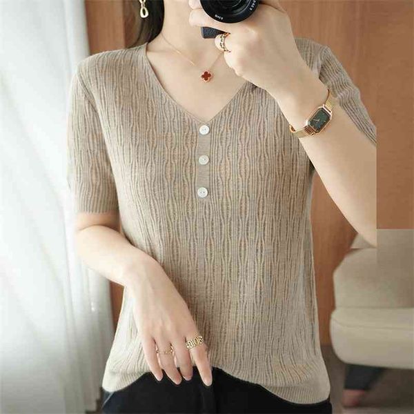 casual v-neck short sleeve pleated knitted t-shirt women korean style solid tee summer elastic knitwear base shirt 210522, White
casual v-neck short sleeve pleated knitted t-shirt women korean style solid tee summer elastic knitwear base shirt 210522, White