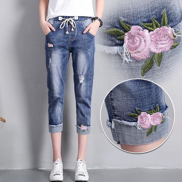 women's pants & capris 2021 spring summer denim casual calf-length girls elastic waist harem jean plus size trousers, Black;white
women's pants & capris 2021 spring summer denim casual calf-length girls elastic waist harem jean plus size trousers, Black;white