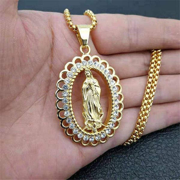 pendant necklaces religious iced out virgin mary necklace wholesale female gold color stainless steel madonna & chains for women jewelry, Silver
pendant necklaces religious iced out virgin mary necklace wholesale female gold color stainless steel madonna & chains for women jewelry, Silver