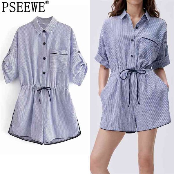 blue striped short jumpsuit woman summer sleeve female jumpsuit ruched elastic waist casual combishort romper 210519, Black;white
blue striped short jumpsuit woman summer sleeve female jumpsuit ruched elastic waist casual combishort romper 210519, Black;white