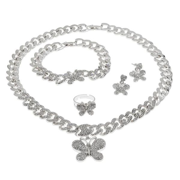 earrings & necklace xoxo high-end fashion crystal butterfly cuban chain design i love you wedding bracelet ring jewelry set, Silver
earrings & necklace xoxo high-end fashion crystal butterfly cuban chain design i love you wedding bracelet ring jewelry set, Silver