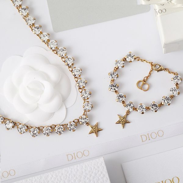 d family five pointed star necklace female inlaid diamond clavicle chain di brass bracelet neck suit, Silver
d family five pointed star necklace female inlaid diamond clavicle chain di brass bracelet neck suit, Silver