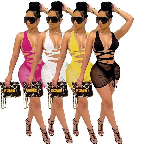 women's swimwear summer product halter neck tie skirt suit women cross strap drawstring fashion beach dress, White;black
women's swimwear summer product halter neck tie skirt suit women cross strap drawstring fashion beach dress, White;black