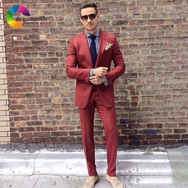 men's suits & blazers burgundy men pants black lapel 2pieces tailored wedding groom tuxedos slim fit prom man evening ternos, White;black
men's suits & blazers burgundy men pants black lapel 2pieces tailored wedding groom tuxedos slim fit prom man evening ternos, White;black
