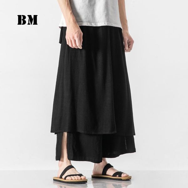 chinese style detachable plus size culottes loose oversized casual trousers men's clothing cotton linen wide pants harajuku male, Black 
chinese style detachable plus size culottes loose oversized casual trousers men's clothing cotton linen wide pants harajuku male, Black