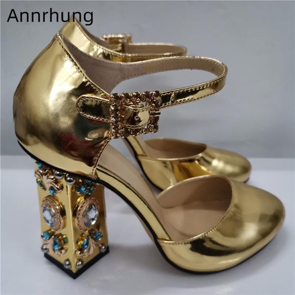 jeweled chunky heels gold patent leather shoes woman sweet round toe side cut outs high crystal buckle pumps women dress, Black
jeweled chunky heels gold patent leather shoes woman sweet round toe side cut outs high crystal buckle pumps women dress, Black