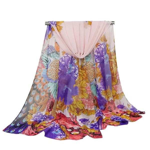 scarves chiffon printing peacock silk headscarf shawls korean women's manufacturers direct sales, Blue;gray
scarves chiffon printing peacock silk headscarf shawls korean women's manufacturers direct sales, Blue;gray