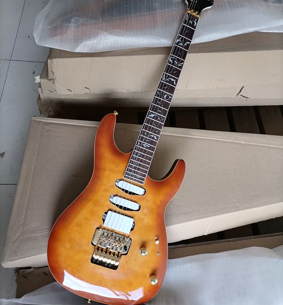 6 strings orange electric guitar with 24 frets,rosewood fretboard