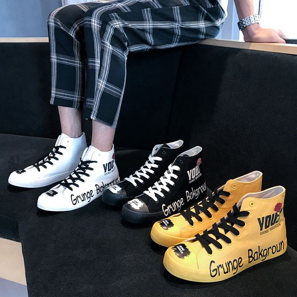 spring korean version personalized high men's fashion sho students' versatile canvas, Black
spring korean version personalized high men's fashion sho students' versatile canvas, Black