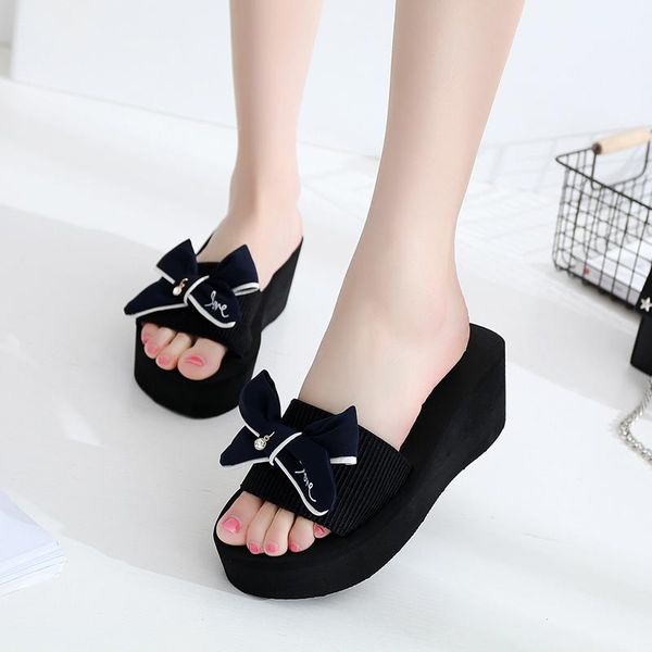 cotton cloth bow-knot high-heels slippers lady comfortable leisure wedge sandals woman summer waterproof platform shoes, Black
cotton cloth bow-knot high-heels slippers lady comfortable leisure wedge sandals woman summer waterproof platform shoes, Black