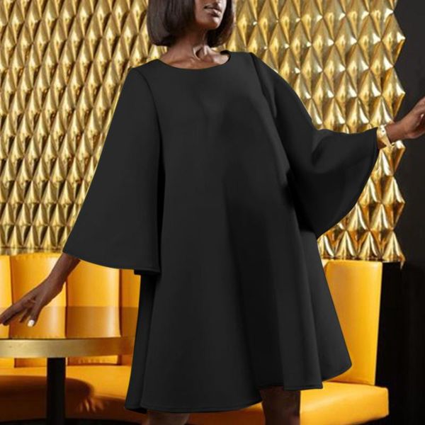 casual dresses women a-line dress vonda 2021 spring autumn solid kleid 3/4 sleeve holiday plain sundress oversized vestidos, Black;gray
casual dresses women a-line dress vonda 2021 spring autumn solid kleid 3/4 sleeve holiday plain sundress oversized vestidos, Black;gray