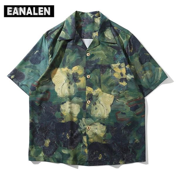 summer men harajuku oil painting button shirt vintage aesthetic graphic short sleeve art abstract beach men's casual shirts, White;black 
summer men harajuku oil painting button shirt vintage aesthetic graphic short sleeve art abstract beach men's casual shirts, White;black