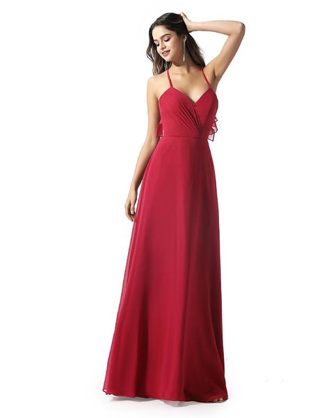 bridesmaid dress dressv a-line spaghetti straps ruffles backless floor-length women wedding party, White;pink
bridesmaid dress dressv a-line spaghetti straps ruffles backless floor-length women wedding party, White;pink
