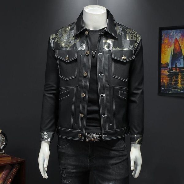 men's jackets autumn luxury print black men jacket baseball slim coats pu + visco fashion club outfit clothing vintage, Black;brown
men's jackets autumn luxury print black men jacket baseball slim coats pu + visco fashion club outfit clothing vintage, Black;brown