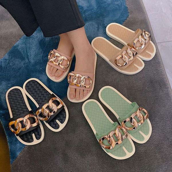 slippers fashion women's metal chain decorated flat sandals women slip on slides casual outdoor flip flops beach shoes, Black
slippers fashion women's metal chain decorated flat sandals women slip on slides casual outdoor flip flops beach shoes, Black