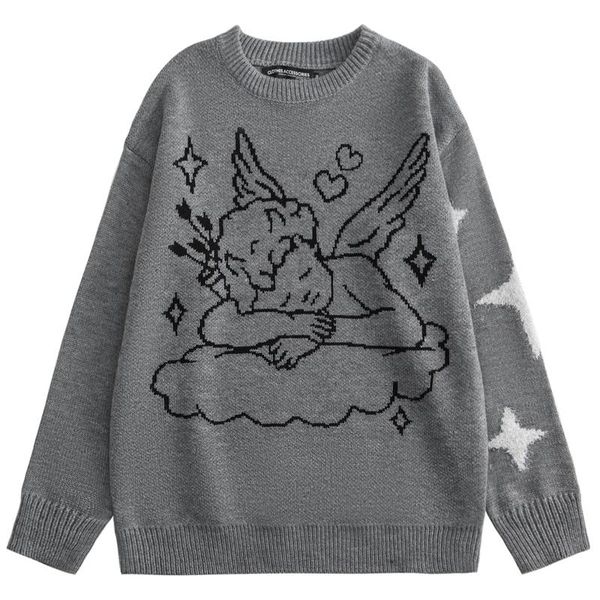 men's sweaters hip hop streetwear knitted sweater men angel heart print pullover 2021 autumn harajuku cotton casual black gray, White;black
men's sweaters hip hop streetwear knitted sweater men angel heart print pullover 2021 autumn harajuku cotton casual black gray, White;black