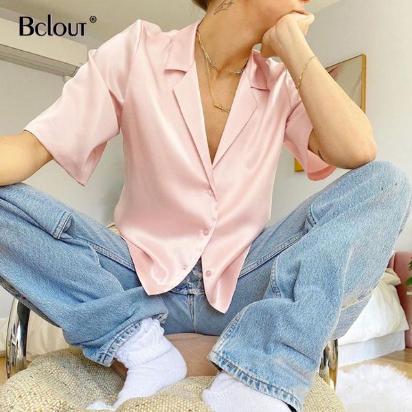 women's blouses & shirts bclout satin turn down collar shirt female fashion pink khaki silk office blouse solid short sleeve casual but, White
women's blouses & shirts bclout satin turn down collar shirt female fashion pink khaki silk office blouse solid short sleeve casual but, White