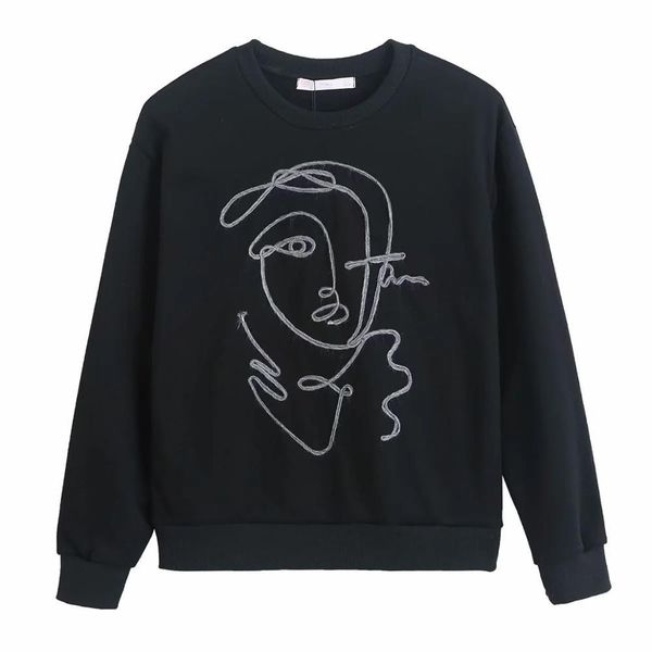 women sweatshirts raised girls face detail long sleeve fashion casual woman pullover sweat femme 210420, Black
women sweatshirts raised girls face detail long sleeve fashion casual woman pullover sweat femme 210420, Black