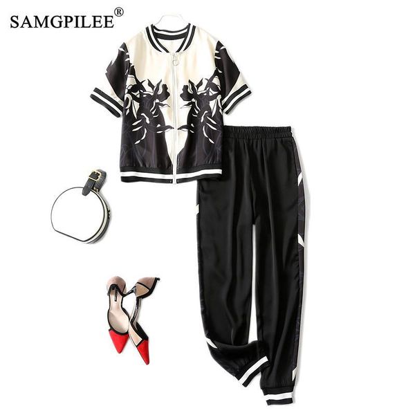 summer sets for women 2021 short sleeve office lady zipper stand collar elastic waist ankle length two piece woman pant suit women's pa, White
summer sets for women 2021 short sleeve office lady zipper stand collar elastic waist ankle length two piece woman pant suit women's pa, White