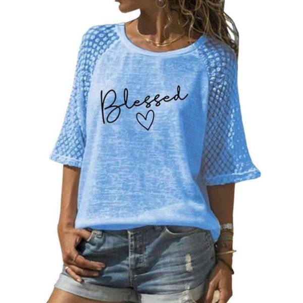 women's t-shirt blessed letter print lace crew neck 3/4 sleeve summer fashion female leisure for women plus size 5xl t shirt, White
women's t-shirt blessed letter print lace crew neck 3/4 sleeve summer fashion female leisure for women plus size 5xl t shirt, White