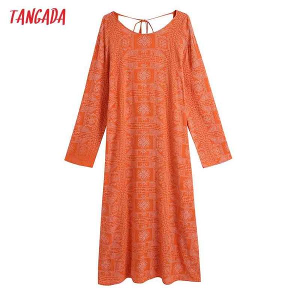 women vintage orange print backless dress sleeve back bow females long dresses vestidos ce235 210416, Black;gray
women vintage orange print backless dress sleeve back bow females long dresses vestidos ce235 210416, Black;gray