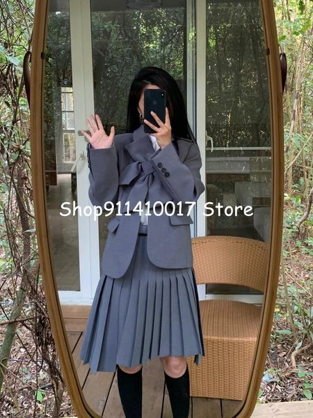 women's t-shirt spring and summer sst correct edition senior grey bow suit pleated skirt, White
women's t-shirt spring and summer sst correct edition senior grey bow suit pleated skirt, White